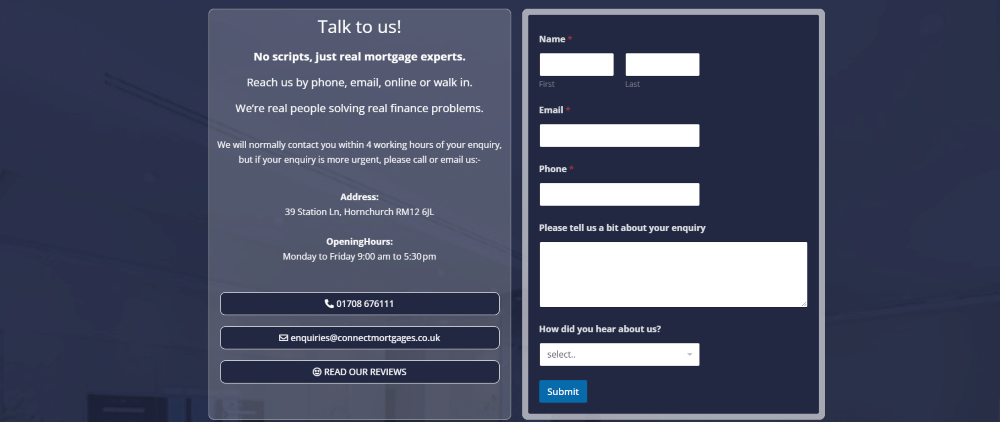 Connect Mortgages Contact Form